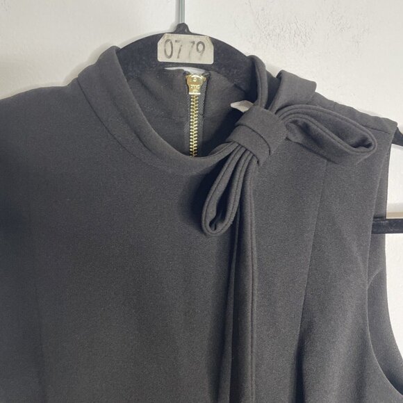 Calvin Klein BLACK Tie Neck Sleeveless Crepe Dress size 2 Bow-Neck Sheath - Picture 5 of 12